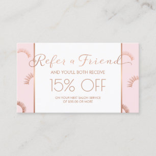 Carte De Parrainage Beaucoup de Lashes Lash Salon Rose/Rose Gold aigui