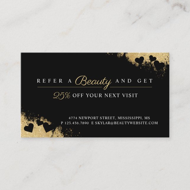 Carte De Parrainage Beauté Or Dusted Mascara Oeil Lashes Luxueux (Devant)