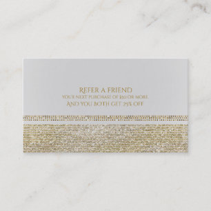 Carte De Parrainage Blanc & Or scintillant Glam Bling Parrainer un ami