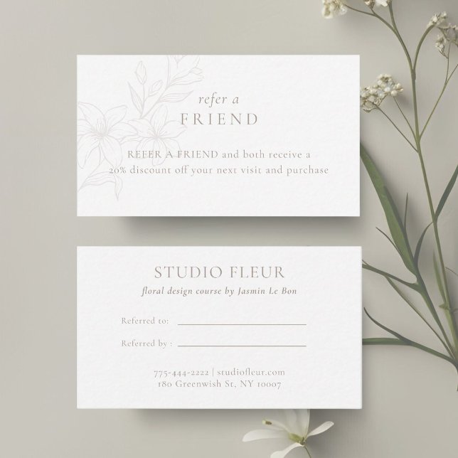 Carte De Parrainage BLANCHE | Boho minimal Floral moderne (Créateur téléchargé)