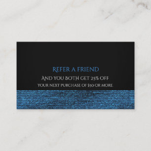 Carte De Parrainage Bleu et noir Paillettes Moderne Glamour Parrainer