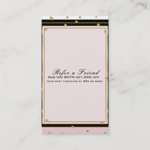 Carte De Parrainage Blush Pink & Gold Confetti Moderne Référer un ami