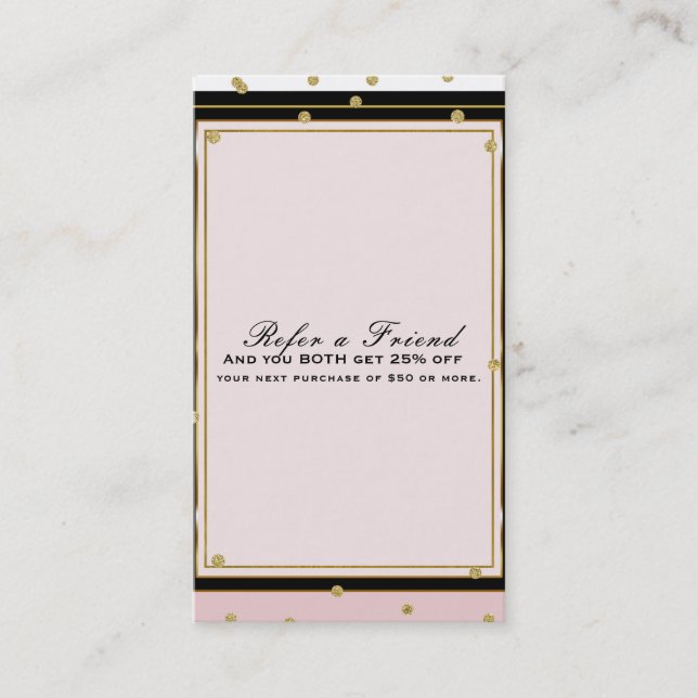 Carte De Parrainage Blush Pink & Gold Confetti Moderne Référer un ami (Devant)