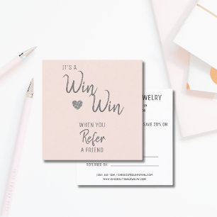Carte De Parrainage Blush White Win moderne Référer un ami