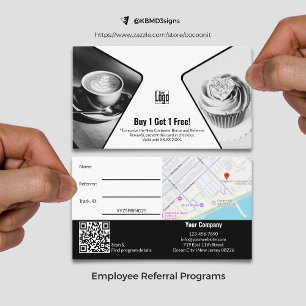 Carte De Parrainage BOGO, Acheter 1 Obtenir 1 Gratuit Noir Blanc Récom