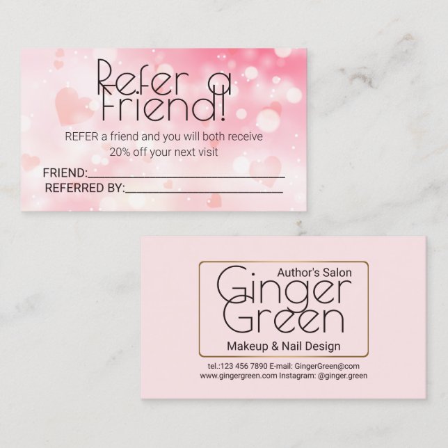 Carte De Parrainage Bokeh rose simple et élégant (Devant / Derrière)