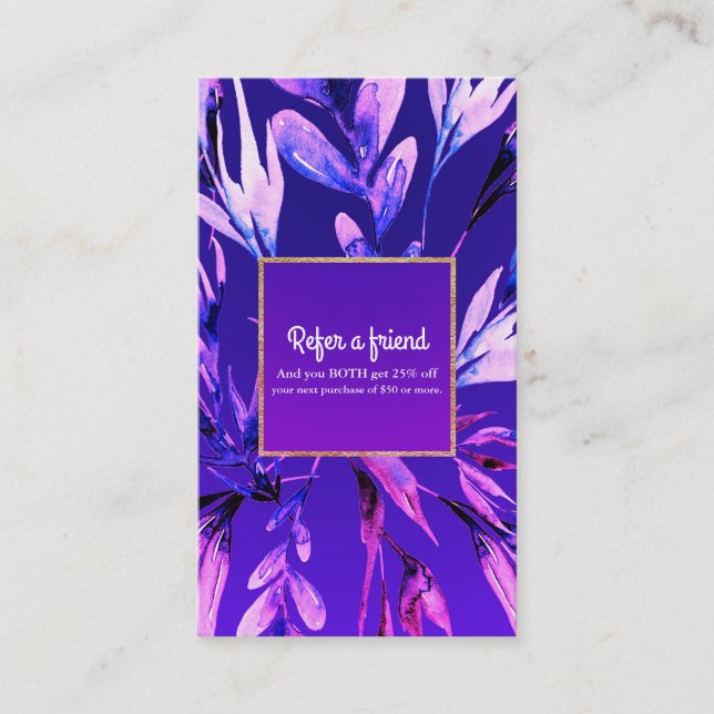 Carte de parrainage botanique aquarelle violette (Devant)