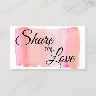 Carte De Parrainage Brosse à pinceau rose moderne Partagez l'amour