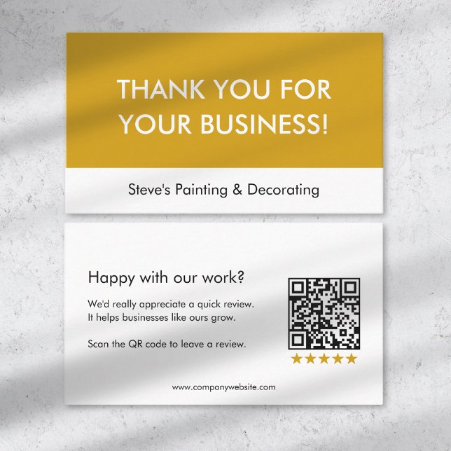 Carte De Parrainage Business Review Thank You QR Code Minimal (Créateur téléchargé)