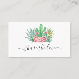 Carte De Parrainage Cactus à l'aquarelle