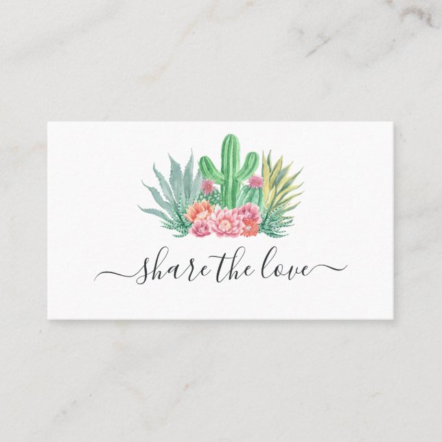 Carte De Parrainage Cactus à l'aquarelle (Devant)
