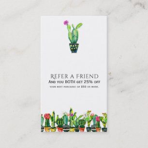 Carte De Parrainage Cactus Floral Rustique Sud-Ouest Référez un Ami