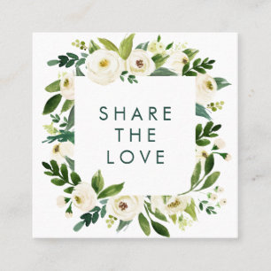 Carte De Parrainage Cadre floral blanc d'aquarelle romantique
