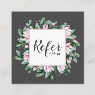 Carte De Parrainage Cadre floral Magnolia et Eucalyptus gris foncé