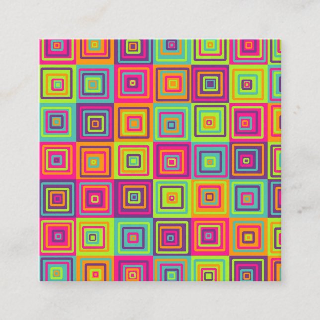 Carte De Parrainage Carrés géométriques colorés (Devant)