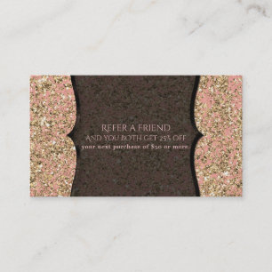 Carte De Parrainage Carte Parrainage Noir Pink & Gold Glitter Glamour