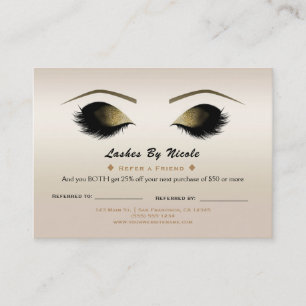 Carte De Parrainage Champagne Pearl Lashes Référez Ami Aftercare