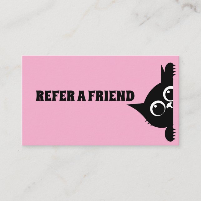 CARTE DE PARRAINAGE CHAT ROSE SUR MESURE (Devant)