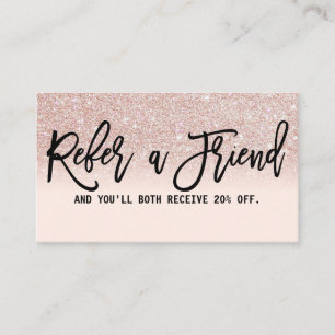 Carte De Parrainage Chic glamour Rose Parties scintillant or rose mode