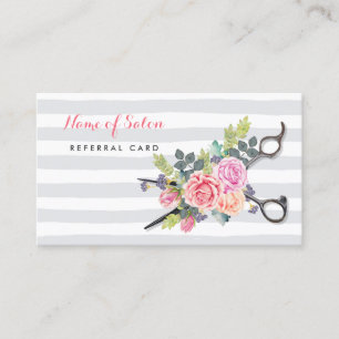 Carte De Parrainage Chic Scissors Stripes et Roses Friend Referend