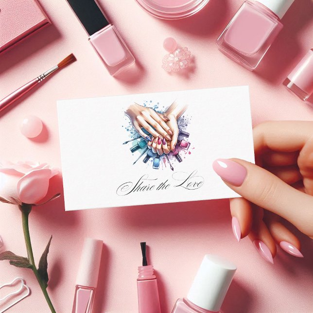 Carte De Parrainage Chic Watercolor Nail Salon Orientation (Chic Watercolor Nail Salon Referral)