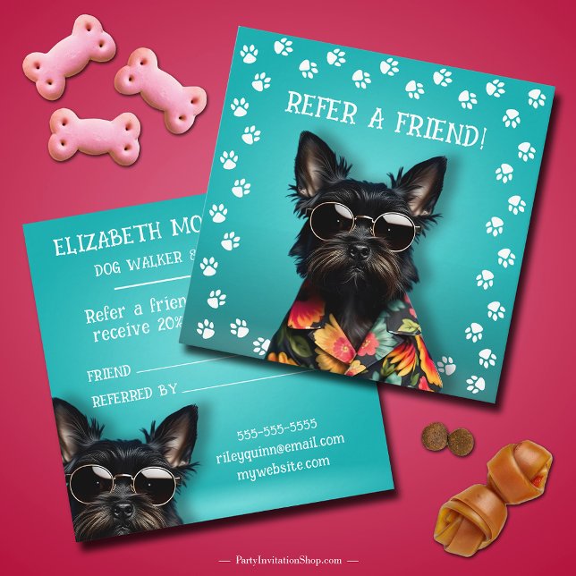 Carte De Parrainage Chien Walker Animal Sitter (Dog Walker Pet Sitter Referral Cards)