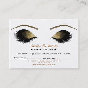 Carte De Parrainage Cils de Maquillage Glam Référer un(e) ami(e) Soins
