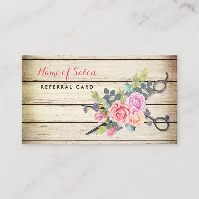 Carte De Parrainage Ciseaux de bois de charme et Rose Ami Référentiel (Devant)