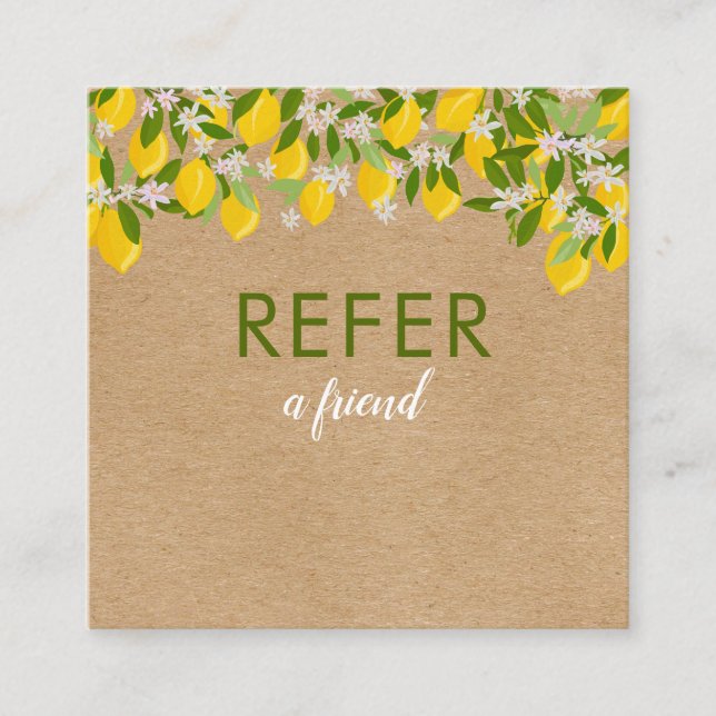 Carte De Parrainage Citron Citrus Rustique Moderne Feuillage (Devant)