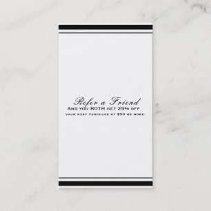 Carte De Parrainage Classique Noir & Blanc Élégant Chic Parrainer un(e