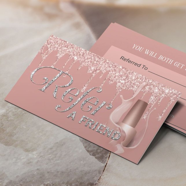Carte De Parrainage Clou de Manicuriste Rose Gold Drips Orientation (Créateur téléchargé)