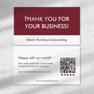 Carte De Parrainage Code QR de remerciement pour l'examen de l'entrepr