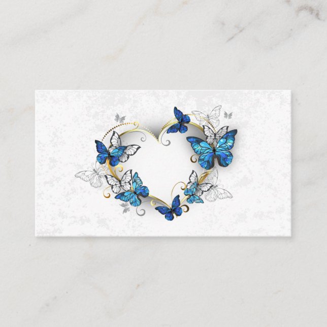 Carte De Parrainage Coeur bijoux avec papillons Morpho (Devant)
