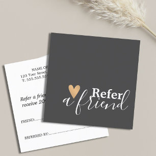 Carte De Parrainage Cœur en or faux simple élégant gris blanc