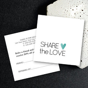 Carte De Parrainage Coeur turquoise blanc noir élégant simple