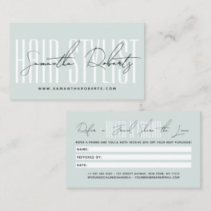 Carte De Parrainage Coiffeur moderne script typographie client 