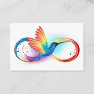 Carte De Parrainage Colibri arc-en-ciel avec symbole Infinity