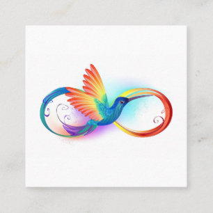Carte De Parrainage Colibri arc-en-ciel avec symbole Infinity