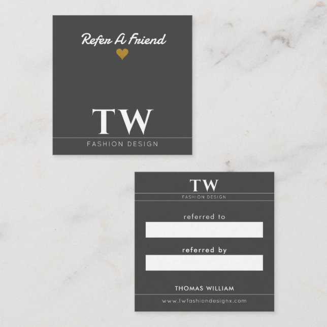 Carte De Parrainage Concepteur de mode Noir (Devant / Derrière)