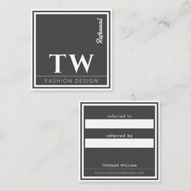 Carte De Parrainage Concepteur de mode Noir (Devant / Derrière)