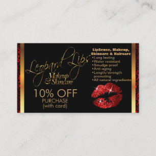 Carte De Parrainage Coupon de maquillage Parties scintillant rouge