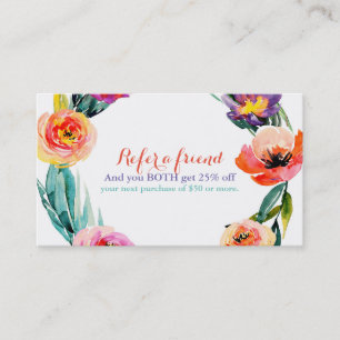 Carte De Parrainage Couronne florale lumineuse aquarelle recommander u