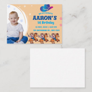 Carte De Parrainage Cowboy Western Rustique fête d'anniversaire