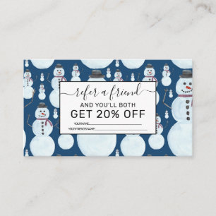 Carte De Parrainage Cute Frosty Blue Snowman Motif d'aquarelle
