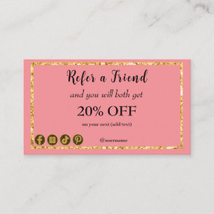 Carte De Parrainage Dark Pink & QR Code, référencez un ami