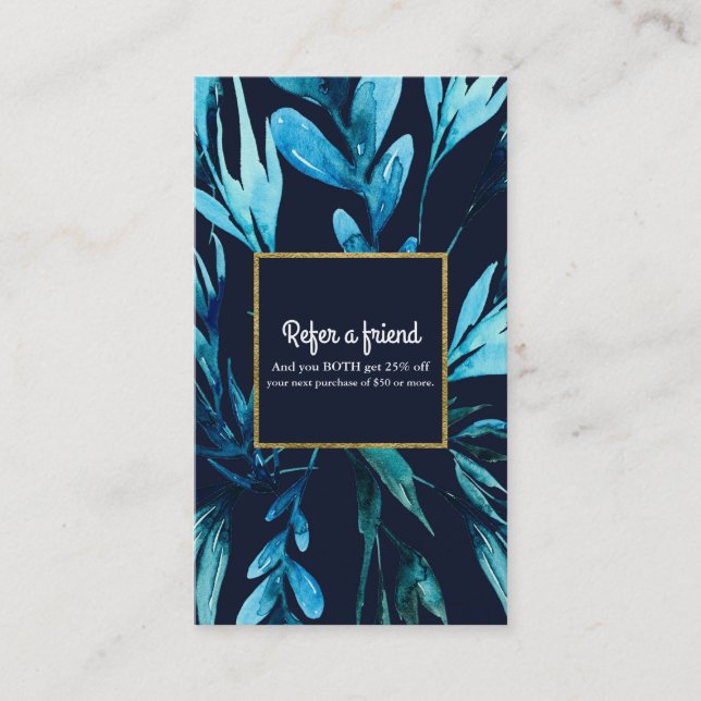 Carte de parrainage de botanique à l'aquarelle ble (Devant)