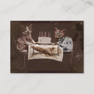 Carte De Parrainage Deux chatons avec le gâteau d'anniversaire