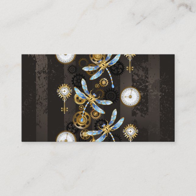 Carte De Parrainage Dragonflies de Steampunk sur arrière - plan rayé b (Devant)