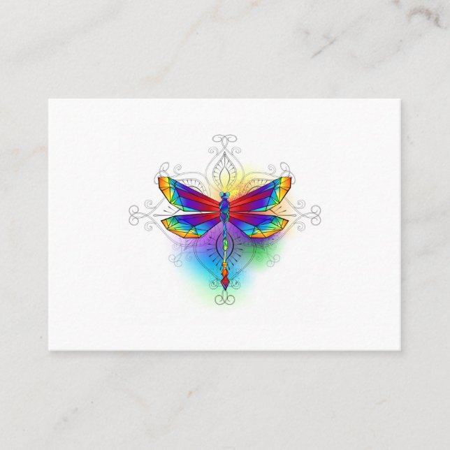 Carte De Parrainage Dragonfly en arc-en-ciel (Devant)
