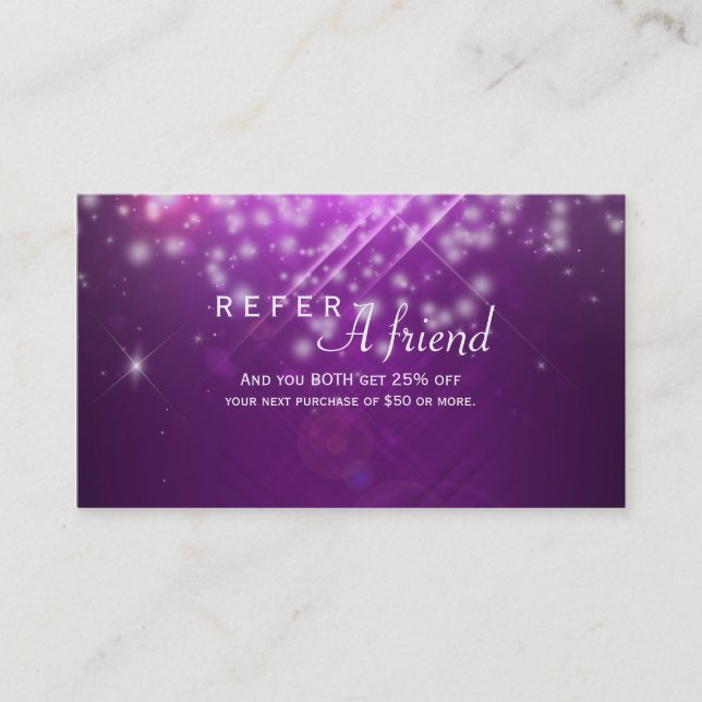 Carte de parrainage du salon Purple Sparkle Lights (Devant)